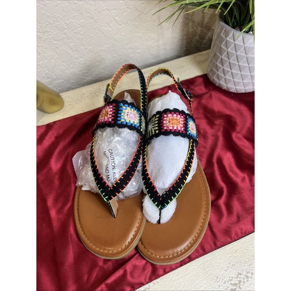 Pop Crochet Granny Square Colorful Spring Summer Sandals - Picture 4 of 6